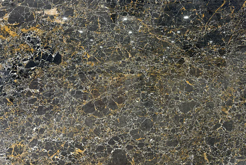 Portoro Especial marble, slab AC-01: a full slab in black with gold and white veining