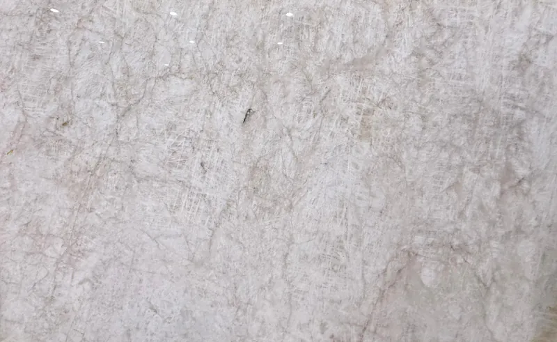 Cristallo quartzite, slab AC-02: a full slab in warm white with a fine beige web