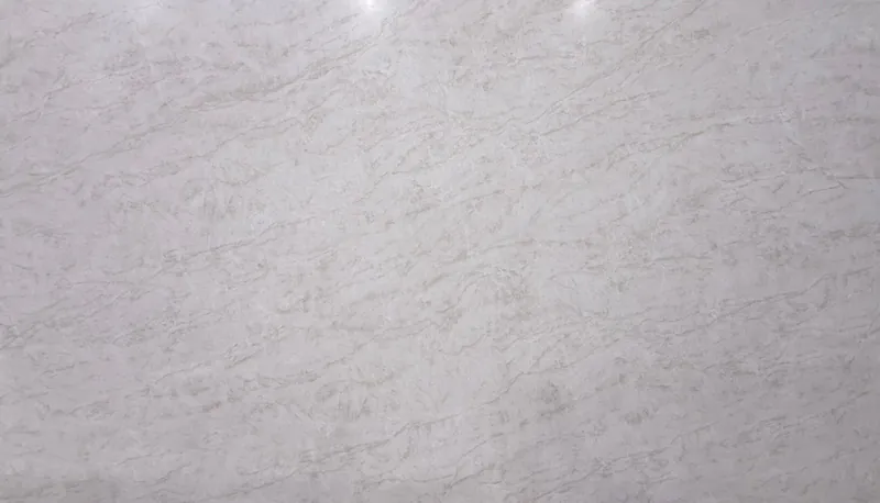 Taj Mahal quartz, slab AC-16: a full slab in soft white with fine beige veins