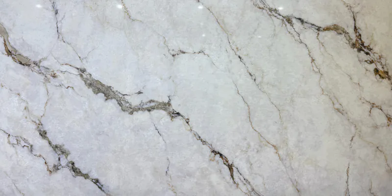Slab AC-20: a full slab in milky white with brown and charcoal veins